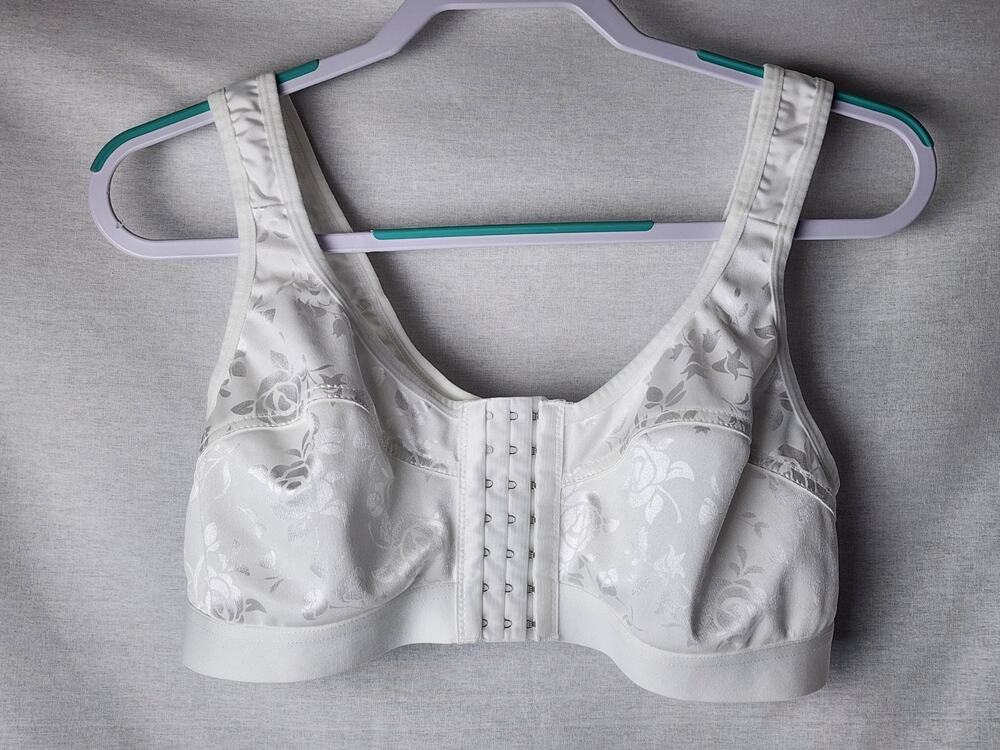 White Rose Floral Bra 3XL Adjustable Clasp Front Hook Bralette Whimsy Cottage